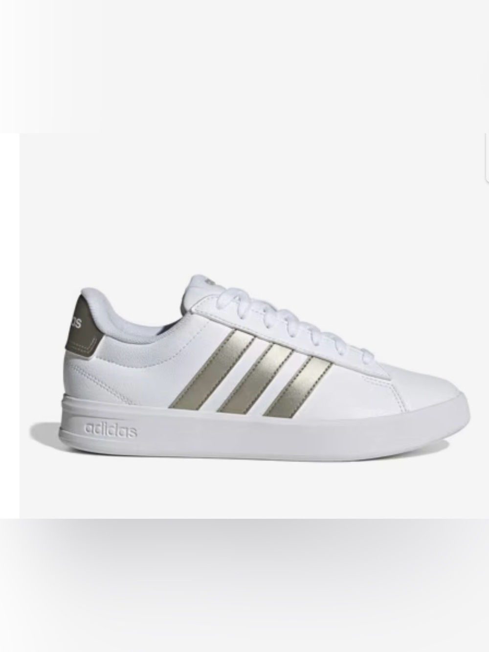 White Sneakers with Gold Stripes